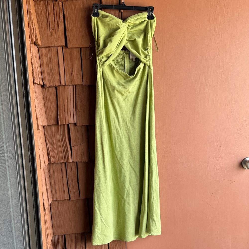 Green Twisted front Maxi Dress